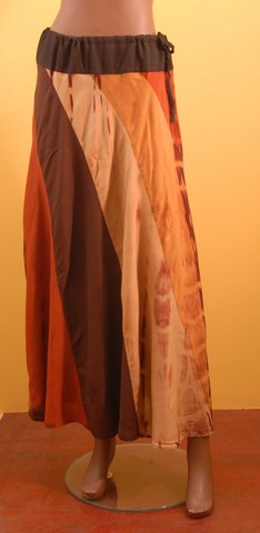 SUKNĚ DLOUHÁ BATIK S PRUHY HNĚDÁ