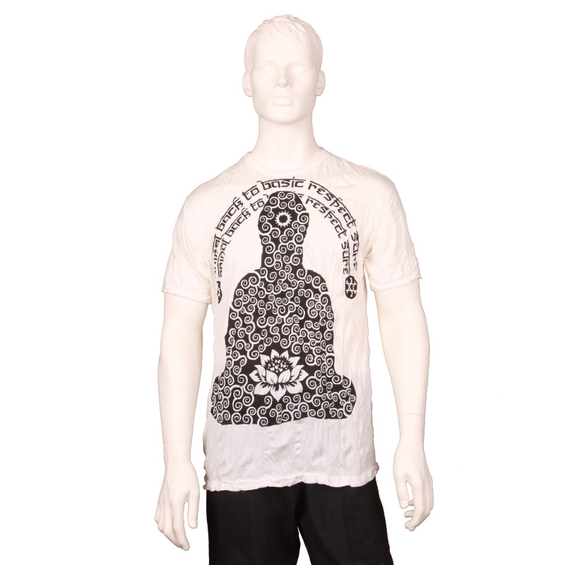TRIČKO PÁNSKÉ SURE BUDDHA LOTOS BÍLÉ