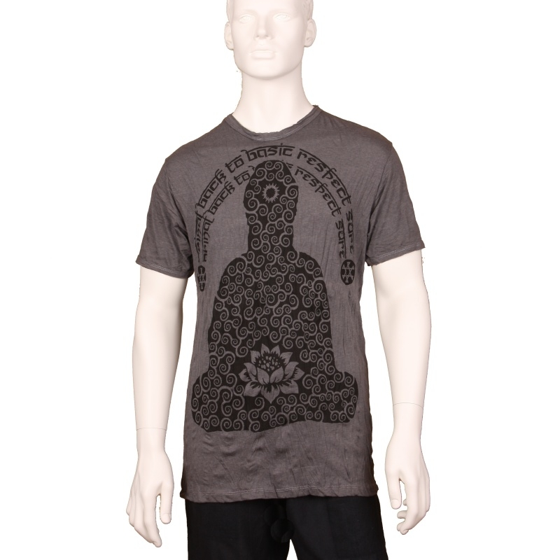 TRIČKO PÁNSKÉ SURE BUDDHA LOTOS ŠEDÉ