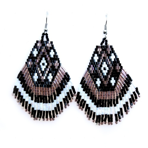 NÁUŠNICE INDIÁNSKÉ ČERNO-BÍLÉ